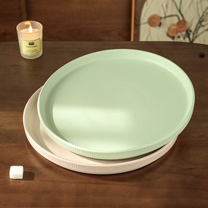 Nordic Style Ceramic Plates 10.6 Inches Round Solid Color Durable Home <b>Dinnerware</b> - Product Image 2