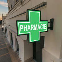 Livraison rapide, boîte lumineuse LED pour pharmacie, forme personnalisée, haute luminosité, double face, design écologique, imperméable, décoration extérieure