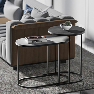 WIREKING New Design Combination Side <strong>Table</strong> Grey and <strong>Black</strong> MDF Board Marble Grain Coffee <strong>Table</strong> Living Room <strong>Sofa</strong> Side <strong>Table</strong> - Product Image 2