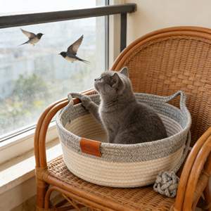 YooGo YG-YP751 Gewebtes Netz-Karomuster Haustierbett mit Taschendesign für Katzen & Hunde - Product Image 4