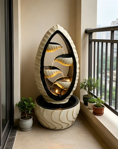 Fontana a Cascata LED a Forma di Uovo con Cornice Cava e Petali a Strati, Decorativa <span class=keywords><strong>per</strong></span> Interni ed Esterni - Product Image 1