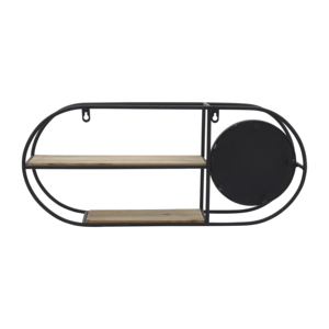 Étagère murale en bois avec cadre métallique et miroir pour entrée, salle de bain, salon, rangement et organisation - Product Image 3