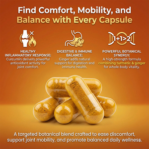 Biologische Kurkuma Curcumine 500mg met Gember <span class=keywords><strong>Capsules</strong></span> voor Natuurlijk Comfort US Voorraad Korte houdbaarheidsdatum - Product Image 3