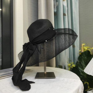 Nuovo Cappello da Donna alla Moda 2022 in Paglia <span class=keywords><strong>di</strong></span> <span class=keywords><strong>Carta</strong></span> Nera con Tesa Larga in Sinamay per Chiesa, Derby del Kentucky, Cerimonie, Feste del Tè, Matrimoni e Protezione Solare - Product Image 2