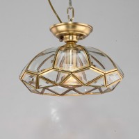 Lustre suspendu en verre géométrique faceté, dôme en laiton de luxe, style Art déco moderne, lampe suspendue cristalline pour cuisine