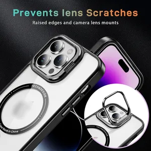 Shockproof PC Phone Case For IPhone 14 Pro Max Girls' Edition With Ring Holder Lens Cover Kickstand Magnetic Closure