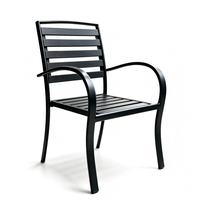Fauteuil de jardin moderne en WPC imperméable, chaise d'extérieur portable avec structure métallique pour villa, balcon et restaurant