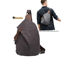 Sac de poitrine vintage en toile pour homme avec protection RFID, design imperméable et fermeture à glissière
