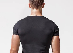 Camiseta interior abotonada con cuello en V de buena calidad, camiseta de manga ajustada para hombre, camiseta Base superior - Product Image 3