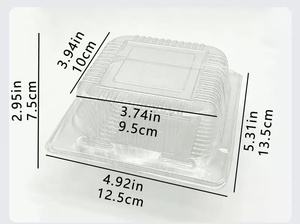 Clear Disposable PET Square Hinged Pet Food Container with Recycled Materials to Go Containers Clear Lids <strong>Cake</strong> <strong>Slice</strong> Containers - Product Image 6