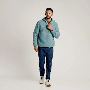 OEM personalizado súper cómodo cálido media cremallera diseño hombres <span class=keywords><strong>viento</strong></span> en contra Sherpa Sudadera con capucha para hombres invierno Sherpa polar Sudadera con bolsillo - Product Image 5