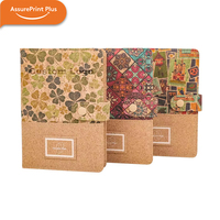 Cuaderno de Corcho Impreso con Diseño Personalizado, Páginas Interiores Reemplazables, Cierre de Broche, Bolsillo, para Regalos Corporativos o Recuerdos de Boda