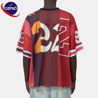 Maillot de football personnalisé QZFSO à col en V, en tissu mélangé, avec empiècements en maille, impression par sublimation, respirant, pour le sport
