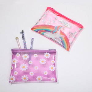 Custom Back to School Supplies Stationery Pen Bag Purple clear plastic Pencil Case