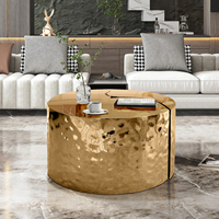 Table basse de luxe en or miroir, design rond moderne, finition brillante, meubles de salon pour villa et maison