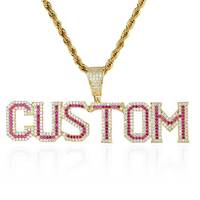 Collier VEROMCA plaqué or, style hip-hop, avec pendentif DIY en zircon, lettres et chiffres, personnalisable, pour hommes et femmes