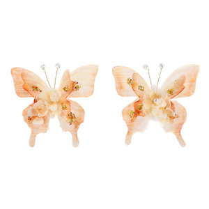 Nouvel accessoire pour cheveux de style chinois traditionnel, design original, fait main, pince à cheveux papillon à fleurs dégradées orange, Hanfu - Product Image 5