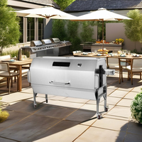 Barbecue à charbon de bois entièrement automatique à hauteur réglable pour l'extérieur, en acier inoxydable, charge de 60kg