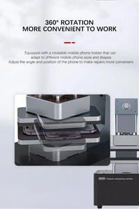 เครื่องซ่อมโทรศัพท์มือถือ TBK 201D แบบใช้ความร้อนและแรงดัน โครงสร้างโลหะ หมุนได้ 360 องศา สำหรับซ่อมหน้าจอและฝาหลัง - Product Image 3