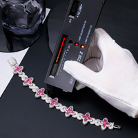 Whoselase Bracelet Tennis Luxe Hip Hop pour Hommes et Femmes, en Argent 925, entièrement serti de moissanite et de diamants, avec breloques Infini, Marquise et Trèfle