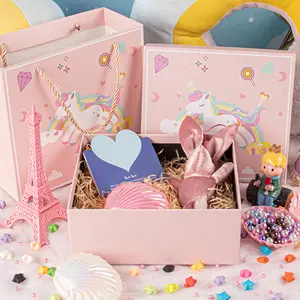 Rainbow horse birthday gift box Unicorn children's Day gift box with hand paper box for chocolate