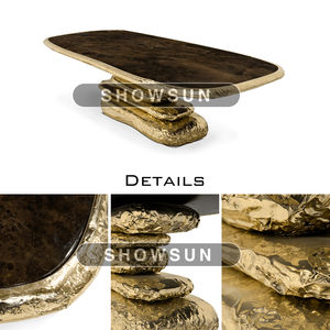 Villa de lujo Comedor Base de latón pulido Piedra de mármol Mesa de comedor superior - Product Image 4