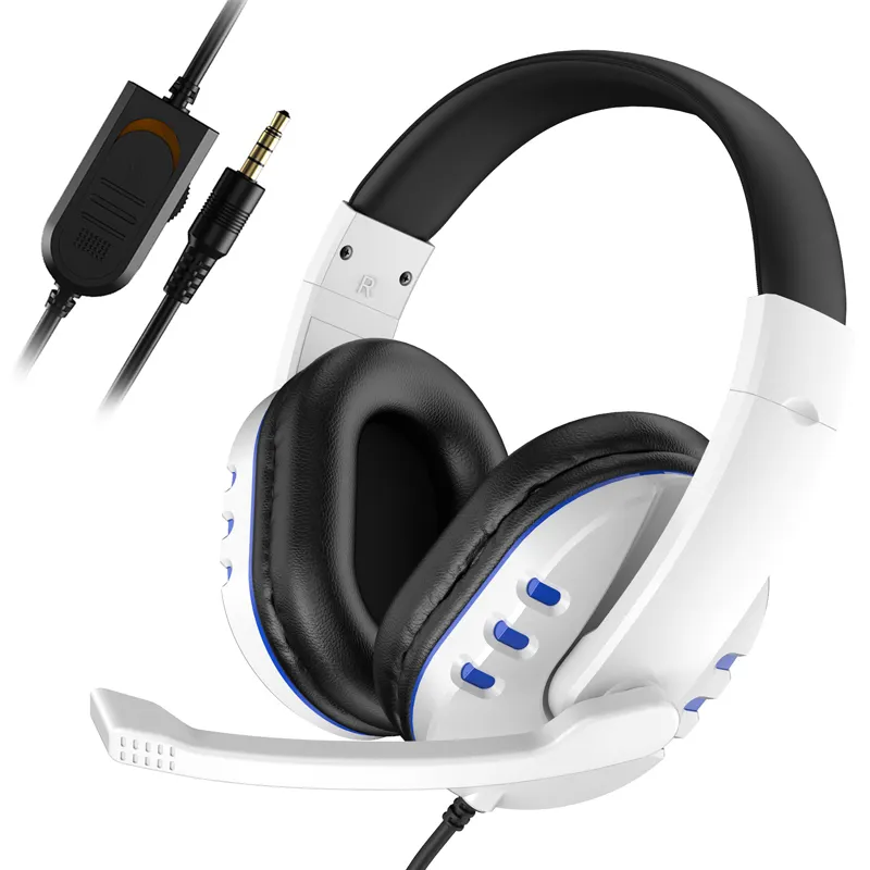 Headphone Game Berkabel 3.5Mm, Earphone dengan Mikrofon untuk PS4 Play Station 4 X Box Satu PC Bass Stereo PC