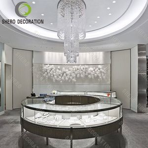 Designs de salles d'exposition de bijoux fantaisie, vitrine de présentation de bijoux, comptoir de présentation en verre personnalisé, mobilier de bijouterie de haute qualité - Product Image 1