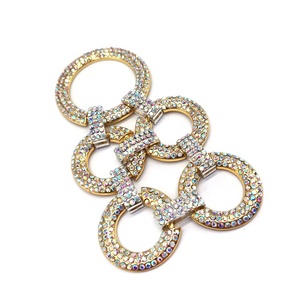 2024 nuevo caliente Aurore Boreale Cristal Diamantes de imitación accesorios de baño Aleación de Metal círculo Bikini conector anillo hebillas cinturones bolsas - Product Image 1