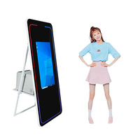 Boîte à selfie sans fil 2026 Pro avec imprimante, toile de fond ovale, vidéo aérienne, miroir magique à effet infini, cabine photo