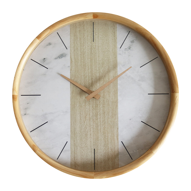 Customized Natural round decorative wooden frame wall clock