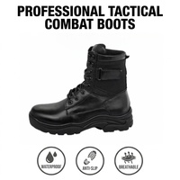 Bottes de randonnée tactiques en cuir pleine fleur noir pour hommes, usage professionnel et d'aventure en plein air, OEM ODM personnalisé, ISO CE