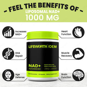 כמוסות NAD טהורות של Lifeworth, בעלות תקן HACCP ו-GMP, תוספי תזונה נוגדי חמצון, מחיר סיטונאי, משפר אנרגיה - Product Image 2