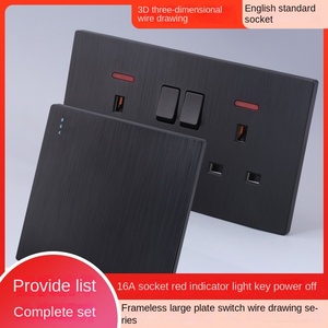 เต้ารับสวิตช์ติดผนังแบบสามรูเต้ารับแบบอังกฤษมีสวิตช์แบบฝ้าสีเทา - Product Image 2