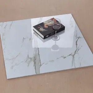 Tinteiro de inkjet polido vitrificado branco piso cerâmico telha de mármore 60x60