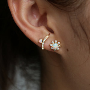 Promotion Gold Plated Gold Plated Factory Drop Shipping Top Quality Chic Trendy Design Simple <strong>Opal</strong> <strong>Stud</strong> <strong>Earring</strong> - Product Image 2