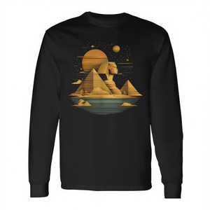 Camiseta de manga larga con mitología de la pirámide de la Esfinge del antiguo Egipto - Product Image 2