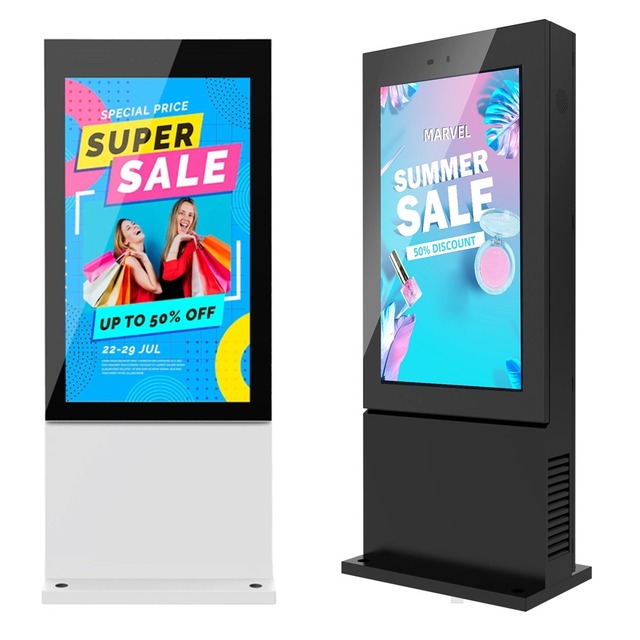 Waterproof 43 Outdoor 2500nit LCD Kiosk Full Color Advertising Digital Touch Floor Standing Elevator Retail Store WiFi Display