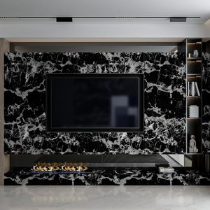 ORON Carta da Parati Nera di Lusso a Basso Prezzo, <span class=keywords><strong>Adesivi</strong></span> Murali 3D Autoadesivi, Pellicola in Vinile Effetto Marmo per Mobili da Cucina e Decorazione Casa - Product Image 2
