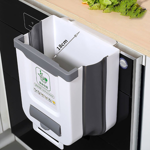 Lixeira de plástico dobrável portátil porta suspensa gaveta de cozinha lixeira doméstica quarto banheiro cozinha - Product Image 4