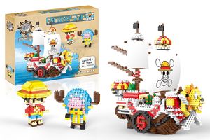 Blocs de construction pour enfants, Collection de dessins animés japonais, une pièce assemblé, Mini briques, Luffy, figurines, jouets, vaisseau <span class=keywords><strong>Pirate</strong></span> - Product Image 5