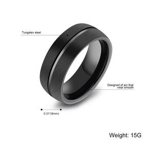 Anello Nuziale Classico in Carburo di Tungsteno Nero con Finitura Opaca, Basso MOQ, Design a Cupola con Scanalature, Confortevole, Regalo per Uomo e Donna - Product Image 5