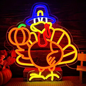 Luz LED de Neón con Forma de Pavo de Acción de Gracias, Decoración de Pared Acrílica, Luz Blanca Cálida, Iluminación para Fiestas - Product Image 1