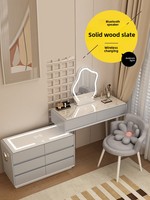 Table de toilette moderne et élégante en bois massif de style français, avec haut-parleur Bluetooth et chargeur sans fil