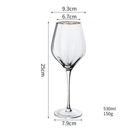 Grand Verre à Vin en Cristal Grande Capacité, Compatible Lave-Vaisselle, Flûte à Cocktail à Long Pied, Verre à Champagne, Coupe Citrouille avec Bord Doré