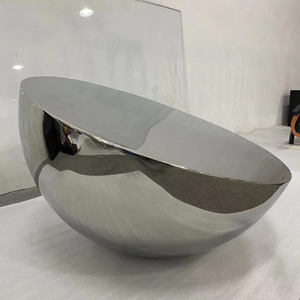 Grande sculpture de décoration de sphère demi-boule en métal pour l'extérieur Sculpture hémisphérique en acier inoxydable - Product Image 5