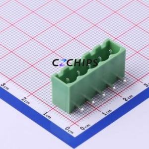 XY2500R-B-5.00-5P Plug-in Terminal Block Bent Lead Through Hole,P=5mm Connector Board-to-Board / Socket - Closed 1x5P 5mm Green - Product Image 1