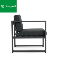 Ensemble de meubles de jardin en aluminium de luxe avec table basse, 4 places, design moderne, résistant aux intempéries