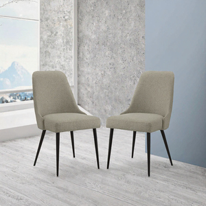Midcentury Linen Upholstered Dining <b>Chair</b> Armless Side <b>Chair</b> Wood <b>Legs</b> Modern Dining Room Seating - Product Image 3