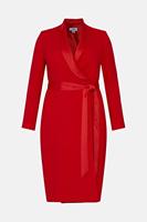 Nouvelle Collection Personnalisation Col Châle Manches Longues Couleur Rouge Blazer Long Ceinturé Casual Plus Size Robe Longue Midi pour Femmes